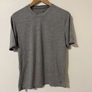 Smartwool Merino Short Sleeve Crew Tee Gray Stripe Base Layer Outdoor-Medium